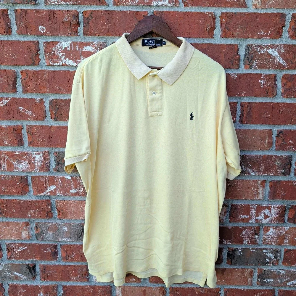 Polo Ralph Lauren Polo Shirt Mens XXL Yellow Vintage Made in USA Cotton Pony